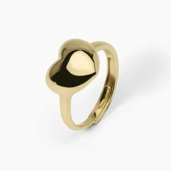 Mabina - Anello chevalier con cuore in argento dorato