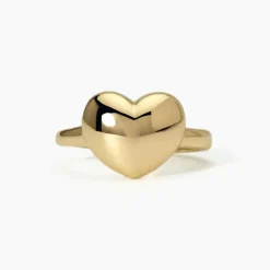Mabina - Anello chevalier con cuore in argento dorato