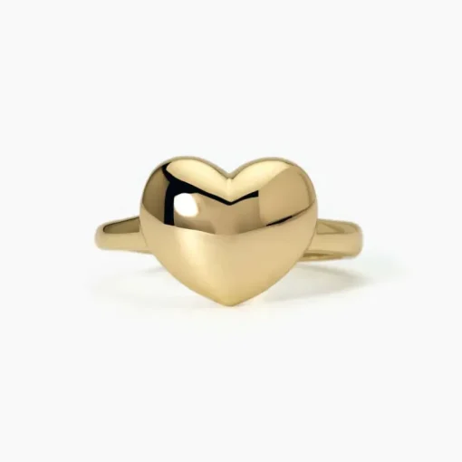 Mabina - Anello chevalier con cuore in argento dorato