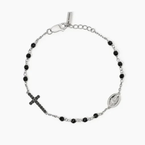 Mabina - Bracciale uomo in argento con croce e Madonnina