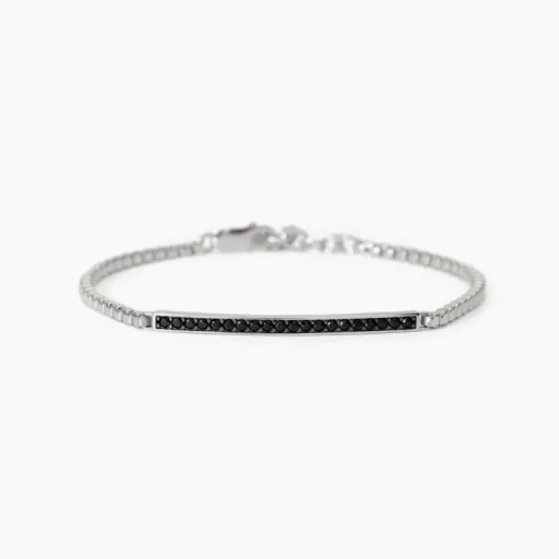 Mabina - Bracciale uomo in argento con piastra e zirconi