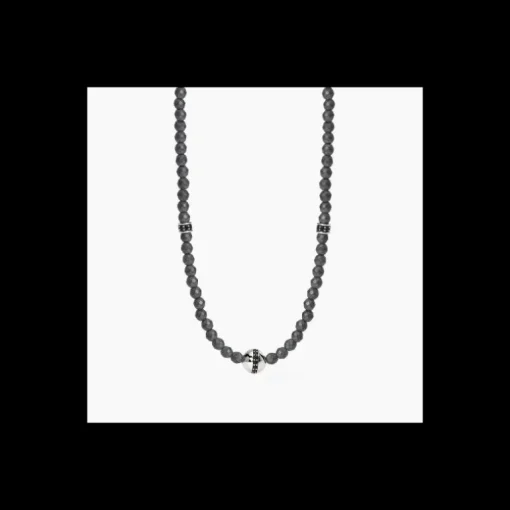 Mabina - Collana in argento con agata nera e giada verde BOHÉMIEN