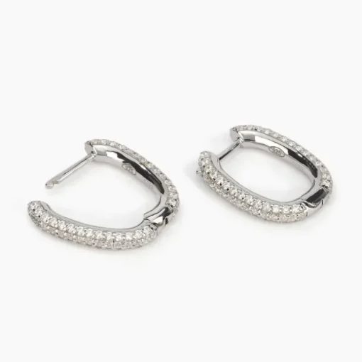 Mabina - Orecchini ovali in argento con pavè