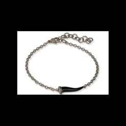 MANO J - BRACCIALE CHARMS CON CORNETTO IN TITANIO, 5 BLACK E CATENA