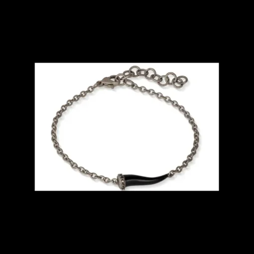 MANO J - BRACCIALE CHARMS CON CORNETTO IN TITANIO, 5 BLACK E CATENA