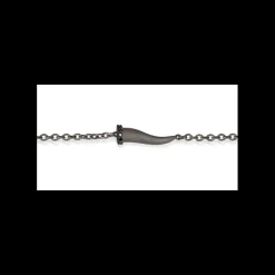 MANO J - BRACCIALE CHARMS CON CORNETTO IN TITANIO, 5 BLACK E CATENA