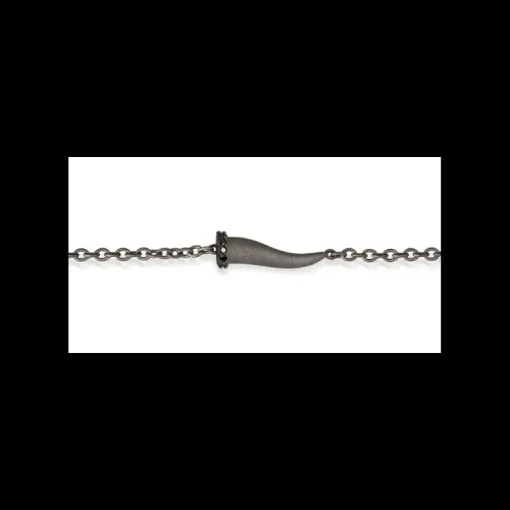 MANO J - BRACCIALE CHARMS CON CORNETTO IN TITANIO, 5 BLACK E CATENA
