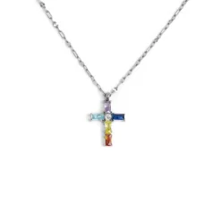 Marlù Collana croce pendente con cristalli baguette