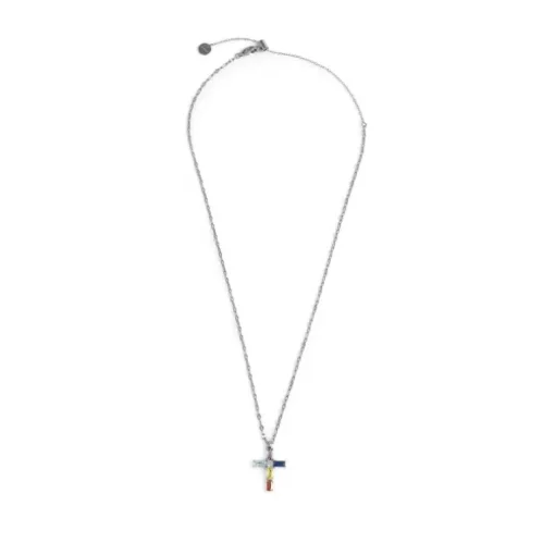 Marlù Collana croce pendente con cristalli baguette