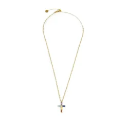 Marlù Collana croce pendente con cristalli baguette