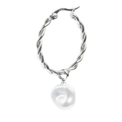 Marlù Orecchino a cerchio 2,7cm con perla pendente