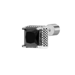 Marlù Orecchino a lobo con zircone nero quadrato 0,7mm