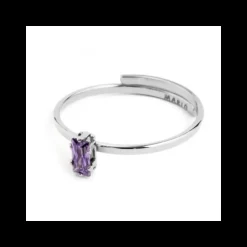 Marlù - ANELLO CON CRISTALLO BAGUETTE VIOLA ACCIAIO