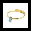 Marlù - Anello con cristallo acquamarina pvd oro