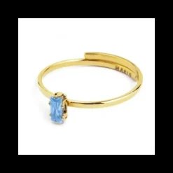 Marlù - Anello con cristallo acquamarina pvd oro