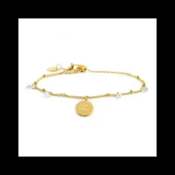 Marlù - BRACCIALE CATENA CON CRISTALLI E SFERE PENDENTE INFINITO CRISTALLI BIANCHI PVD ORO