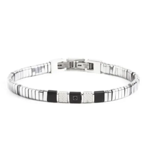 Marlù - BRACCIALE EMATITE ACCIAIO CRISTALLO NERO