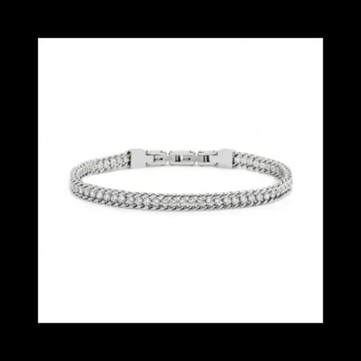 Marlù - BRACCIALE TENNIS ZIRCONI BIANCHI 2,5MM CON CATENA GRUMETTA ACCIAIO