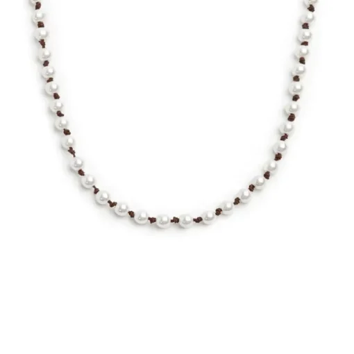 Marlù - Collana cordino marrone con perle