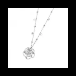 Marlù - Collana rosa pendente con sferette e cristalli