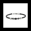 Marlù BRACCIALE ECOPELLE NERA CON ELEMENTO IN ACCIAIO PVD NERO