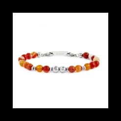 Marlù BRACCIALE SFERE AGATA ARANCIONE ACCIAIO