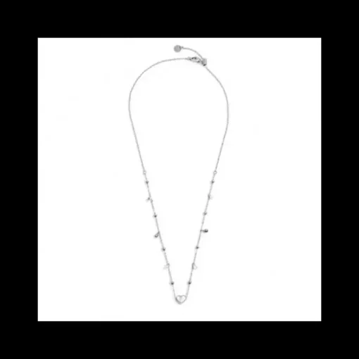 Marlù- Collana Cuore Madreperla Pendente Ematite E Cristalli Acciaio