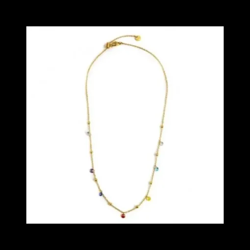 Marlù COLLANA ORO 45CM CON CRISTALLI COLORATI E SFERE
