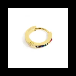 Marlù MONO ORECCHINIO CERCHIO PVD ORO 13MM CRISTALLI MULTICOLOR