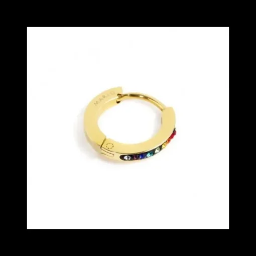 Marlù MONO ORECCHINIO CERCHIO PVD ORO 13MM CRISTALLI MULTICOLOR
