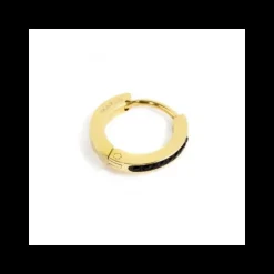 Marlù MONO ORECCHINO CERCHIO PVD ORO 13MM CRISTALLI NERI