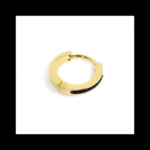 Marlù MONO ORECCHINO CERCHIO PVD ORO 13MM CRISTALLI NERI
