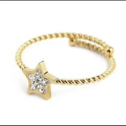 MARLÙ-ANELLO STELLA CON CRISTALLI BIANCHI PVD ORO