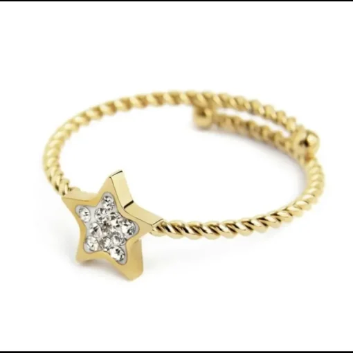 MARLÙ-ANELLO STELLA CON CRISTALLI BIANCHI PVD ORO