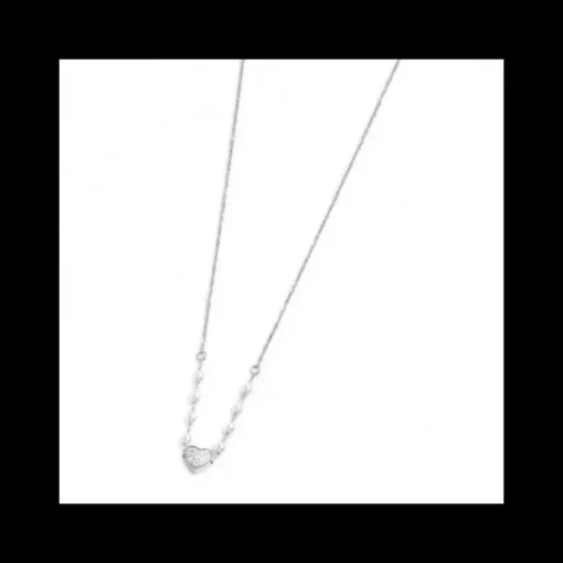 Marlù-Collana Cuore Con Cristalli Acciaio