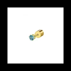 MARLU’ - ORECCHINO CON ZIRCONE ACQUAMARINA 3MM PVD ORO