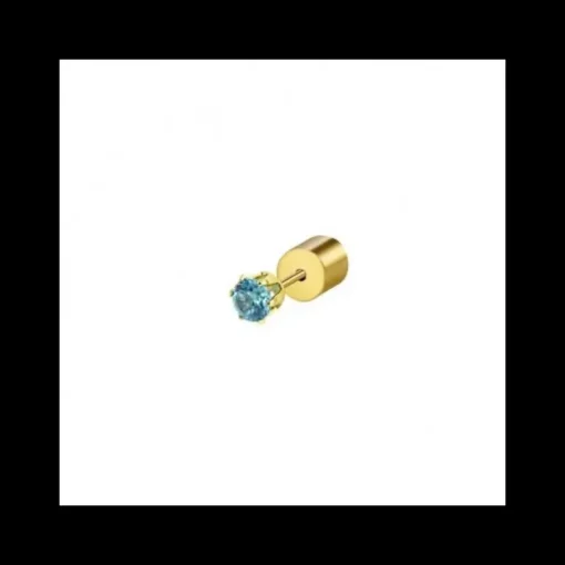 MARLU’ - ORECCHINO CON ZIRCONE ACQUAMARINA 3MM PVD ORO