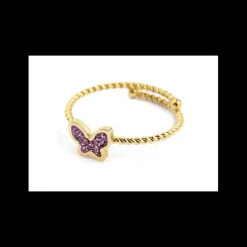 MARLU'-ANELLO FARFALLA CON CRISTALLI VIOLA PVD ORO