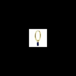 MARLU'ORECCHINO A CERCHIO CON CRISTALLO BAGUETTE BLU PENDENTE PVD ORO