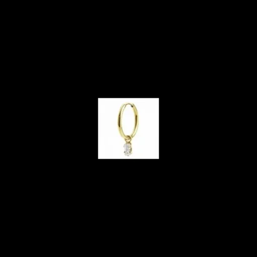 MARLU'-ORECCHINO A CERCHIO CON CRISTALLO BAGUETTE BIANCO PENDENTE PVD ORO