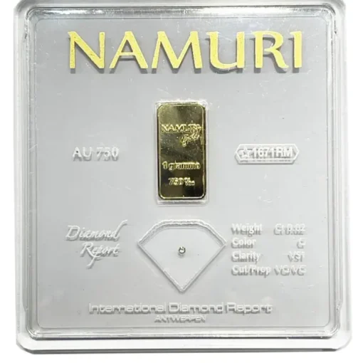 Namuri - LINGOTTO 1 GRAMMO ORO 18KT e DIAMANTE 0,03CT G VS1