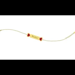 Nanan Bracciale con Targhetta - Cuore Rosso