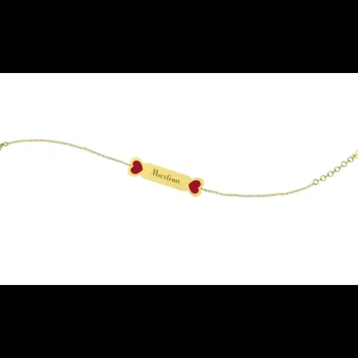 Nanan Bracciale con Targhetta - Cuore Rosso