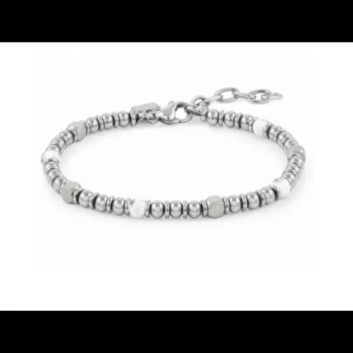 NOMINATION - BRACCIALE INSTINCTSTYLE IN ACCIAIO CON PIETRE DURE BIANCO