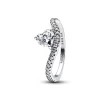 Pandora Anello Onda con Cuore Luminoso e Pavè