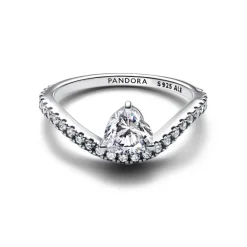 Pandora Anello Onda con Cuore Luminoso e Pavè