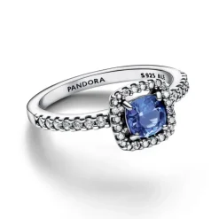 Pandora Anello Punto Luce Quadrato Blu