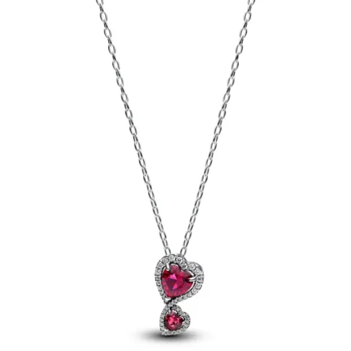 Pandora Collana Doppi Cuori Rossi