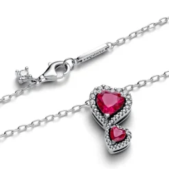 Pandora Collana Doppi Cuori Rossi
