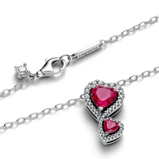 Pandora Collana Doppi Cuori Rossi